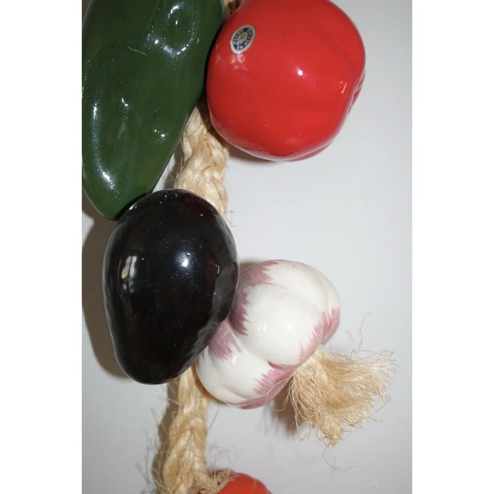 Vintage Mexican Pottery Vegetable Garland Hanging Ceramic Wall Decor Kitchen